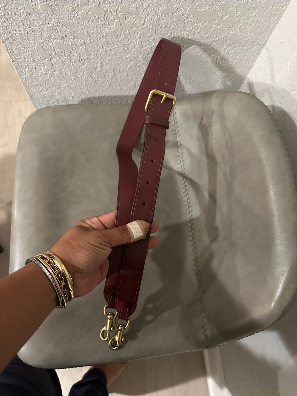 Coach Burgundy Leather Strap with Gold Hardware
